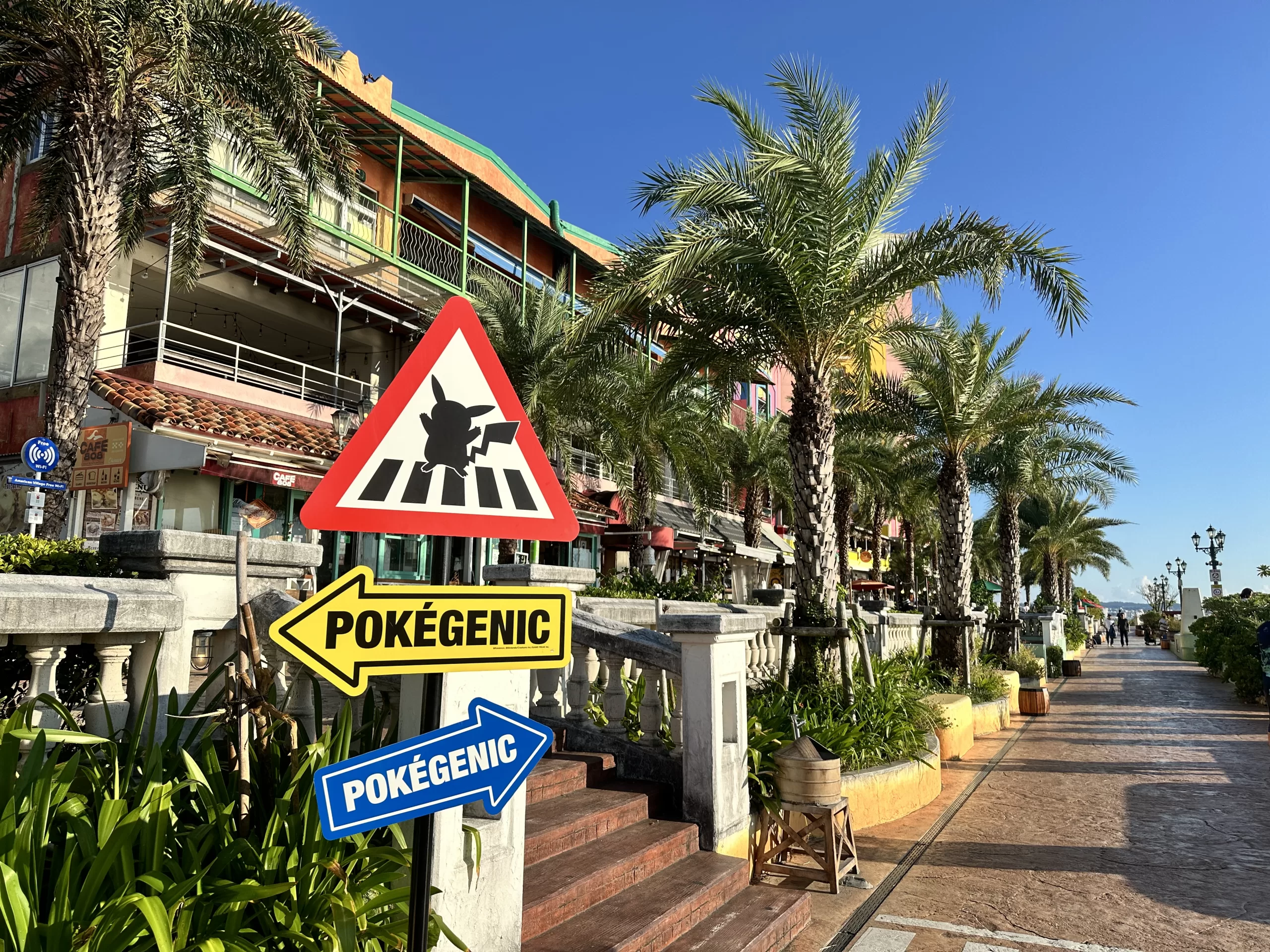 Palm-lined promenade at Mihama American Village