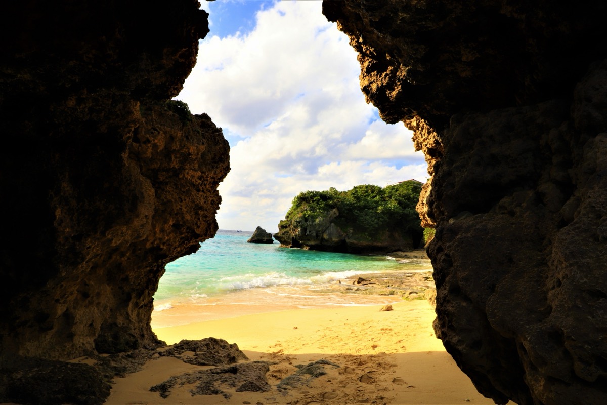 Chigunu Beach on Kouri Island, where the creation legend is set