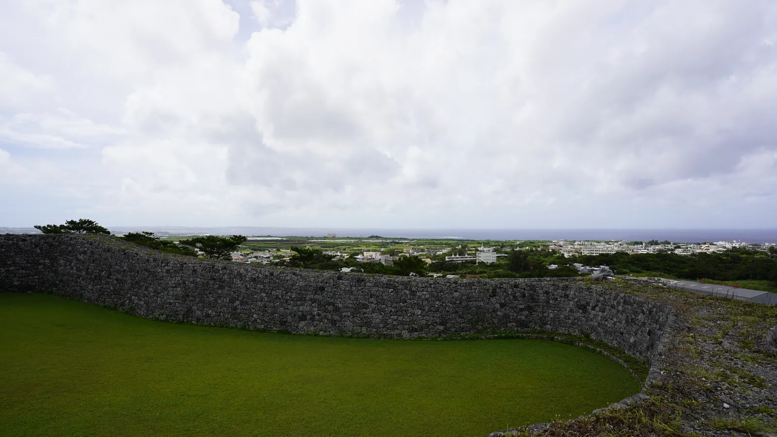 The view from the walls of Zakimi Castle over Yomitan toward the sea